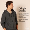 Amazon Essentials Men’s Full-Zip Fleece Hoodie Sweatshirt (Available in Big & Tall)(White Stripe)