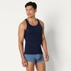 Amazon Essentials Men’s Lightweight Breathable Cotton Slim Fit Tank Undershirts, Pack of 6(Medium Grey Heather/Navy)