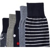 Amazon Essentials Men’s Patterned Cotton Dress Crew Socks, 5 Pairs(Blue/Red/Grey)