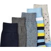 Amazon Essentials Men’s Patterned Cotton Dress Crew Socks, 5 Pairs(Blue/Yellow/Grey)