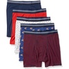 Amazon Essentials Men’s Breathable Cotton Boxer Briefs, Tag-Free, Pack of 5(Anchor/Dog Print/Mini Stripe)