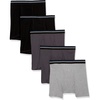 Amazon Essentials Men’s Breathable Cotton Boxer Briefs, Tag-Free, Pack of 5(Black/Charcoal/Grey Heather)