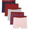 Amazon Essentials Men’s Breathable Cotton Boxer Briefs, Tag-Free, Pack of 5(Dark Blue Floral/Grey Heather/Light Pink Diamond Print/Navy/Red)