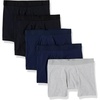 Amazon Essentials Men’s Cotton Jersey Boxer Briefs Underwear (Available in Big & Tall), Pack of 5(Black/Navy/Grey Heather)