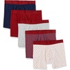 Amazon Essentials Men’s Cotton Jersey Boxer Briefs Underwear (Available in Big & Tall), Pack of 5(Dark Red  Mixed Print)