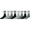 Amazon Essentials Men’s Cushioned Retro Stripe Crew Socks, 8 Pairs(Black/Grey/Light Grey)