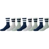 Amazon Essentials Men’s Cushioned Retro Stripe Crew Socks, 8 Pairs(Grey/Navy/White)
