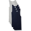 Amazon Essentials Men’s Lightweight Breathable Cotton Slim Fit Tank Undershirts, Pack of 6(Medium Grey Heather/Navy)