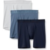 Amazon Essentials Men’s Microfiber Boxer Shorts Underwear, Pack of 3(Navy Blue / Blue / Light Gray)