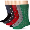 Amazon Essentials Men’s Patterned Cotton Dress Crew Socks, 5 Pairs(Christmas)