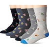 Amazon Essentials Men’s Patterned Cotton Dress Crew Socks, 5 Pairs(Party)