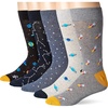 Amazon Essentials Men’s Patterned Cotton Dress Crew Socks, 5 Pairs(Space)