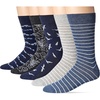 Amazon Essentials Men’s Patterned Cotton Dress Crew Socks, 5 Pairs(Wave)