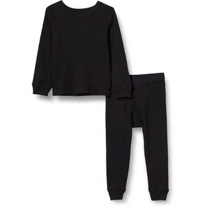 Amazon Essentials Boys and Toddlers’ Cotton Blend Thermal Long Underwear Set(Black)