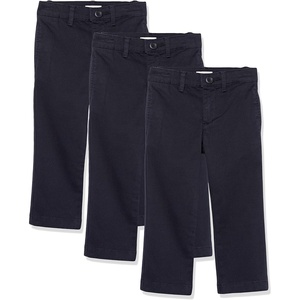 Amazon Essentials Boys and Toddlers’ School Uniform Straight-Fit Flat-Front Chino Pants with Adjustable Elastic Waist(3-pack Black)