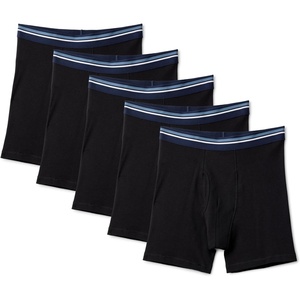 Amazon Essentials Men’s Breathable Cotton Boxer Briefs, Tag-Free, Pack of 5(Black)