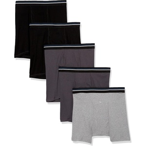 Amazon Essentials Men’s Breathable Cotton Boxer Briefs, Tag-Free, Pack of 5(Black/Charcoal/Grey)