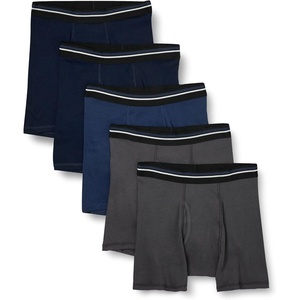 Amazon Essentials Men’s Breathable Cotton Boxer Briefs, Tag-Free, Pack of 5(Charcoal/Dark Blue/Dark Navy)