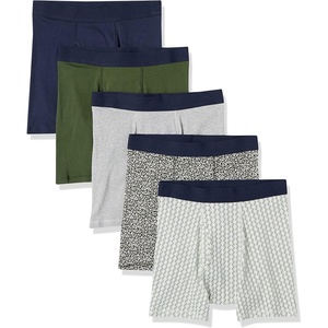 Amazon Essentials Men’s Breathable Cotton Boxer Briefs, Tag-Free, Pack of 5(Grey Heather  Mixed Print)
