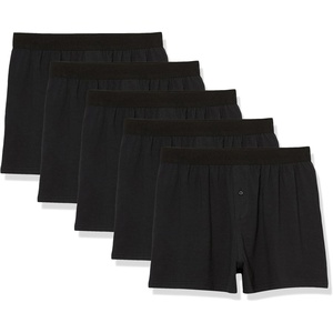 Amazon Essentials Men’s Breathable Cotton Jersey Boxer Shorts, Soft Relaxed Fit for All-Day Comfort, Pack of 5(Black)