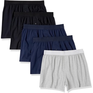 Amazon Essentials Men’s Breathable Cotton Jersey Boxer Shorts, Soft Relaxed Fit for All-Day Comfort, Pack of 5(Black/Grey Heather/Navy)