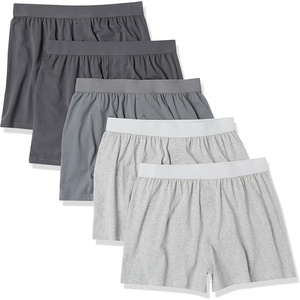 Amazon Essentials Men’s Breathable Cotton Jersey Boxer Shorts, Soft Relaxed Fit for All-Day Comfort, Pack of 5(Grey Heather  Charcoal Mix)