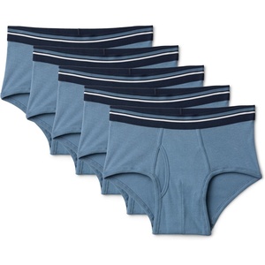 Amazon Essentials Men’s Breathable Ribbed Knit Briefs with Elasticized Waistband, Multipacks(Deep Blue / Navy / Light Grey Heather)