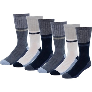 Amazon Essentials Men’s Colorblock Crew Sock, 6 Pairs(Grey/Navy/White)