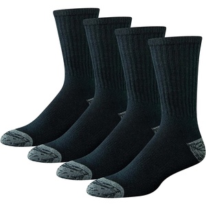 Amazon Essentials Men’s Cotton Breathable Cushioned Performance Work Crew Socks, 4 Pairs(Black)