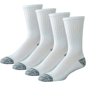 Amazon Essentials Men’s Cotton Breathable Cushioned Performance Work Crew Socks, 4 Pairs(White)