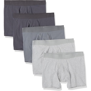 Amazon Essentials Men’s Cotton Jersey Boxer Briefs Underwear (Available in Big & Tall), Pack of 5(Charcoal/Dark Grey/Grey Heather)