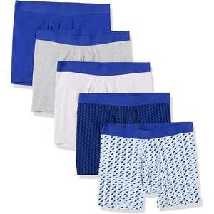 Amazon Essentials Men’s Cotton Jersey Boxer Briefs Underwear (Available in Big & Tall), Pack of 5(Royal Blue  Mixed Print)