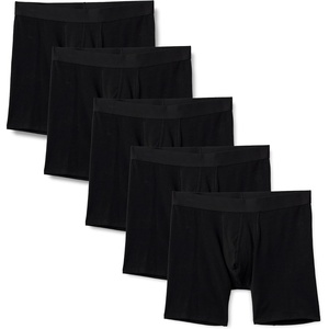 Amazon Essentials Men’s Cotton Jersey Boxer Shorts Underwear, Pack of 5(Black)