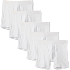 Amazon Essentials Men’s Cotton Jersey Boxer Shorts Underwear, Pack of 5(White)