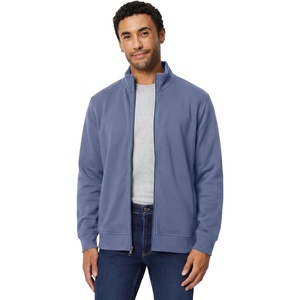 Amazon Essentials Men’s Full Zip Mock Neck French Terry Sweatshirt, Lightweight(Indigo Blue)