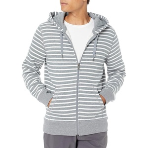 Amazon Essentials Men’s Full-Zip Fleece Hoodie Sweatshirt (Available in Big & Tall)(Grey Heather Stripe)