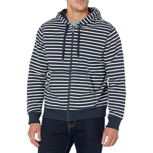Amazon Essentials Men’s Full-Zip Fleece Hoodie Sweatshirt (Available in Big & Tall)(Navy Stripe)
