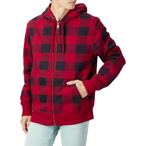 Amazon Essentials Men’s Full-Zip Fleece Hoodie Sweatshirt (Available in Big & Tall)(Red Buffalo Plaid)