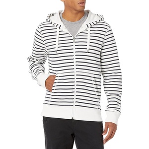 Amazon Essentials Men’s Full-Zip Fleece Hoodie Sweatshirt (Available in Big & Tall)(White Stripe)