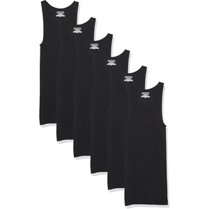 Amazon Essentials Men’s Lightweight Breathable Cotton Slim Fit Tank Undershirts, Pack of 6(Black)