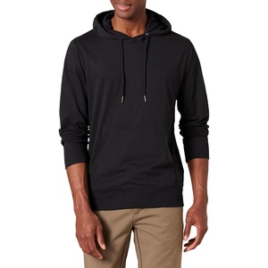 Amazon Essentials Men’s Lightweight Jersey Pullover Hoodie, Soft(Black)