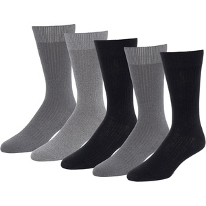 Amazon Essentials Men’s Patterned Cotton Dress Crew Socks, 5 Pairs(Black/Grey/Multi)