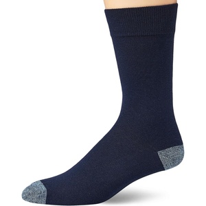 Amazon Essentials Men’s Patterned Cotton Dress Crew Socks, 5 Pairs(Blue/Yellow/Grey)