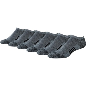 Amazon Essentials Men’s Performance Cotton Cushioned Athletic No-Show Breathable Gym Socks with Support, 6 Pairs(Black/White Marl)