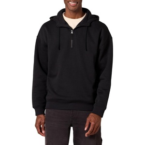 Amazon Essentials Men’s Quarter-Zip Oversized-Fit Hoodie Sweatshirt(Black)
