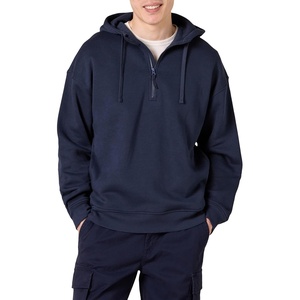 Amazon Essentials Men’s Quarter-Zip Oversized-Fit Hoodie Sweatshirt(Navy)