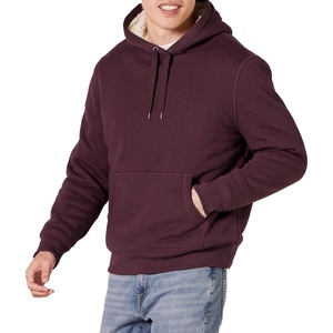 Amazon Essentials Men’s Regular Fit Sherpa-Lined Pullover Hoodie(Burgundy)
