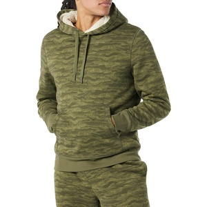 Amazon Essentials Men’s Regular Fit Sherpa-Lined Pullover Hoodie(Dark Green Camo)