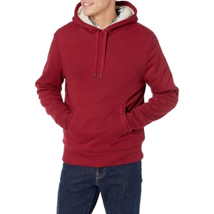 Amazon Essentials Men’s Regular Fit Sherpa-Lined Pullover Hoodie(Red)