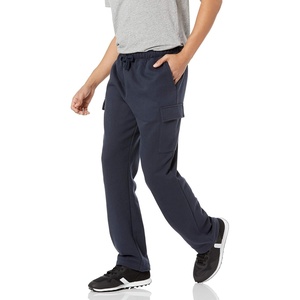 Amazon Essentials Men’s Relaxed Fit Cargo Fleece Sweatpants with Open Bottom(Navy)